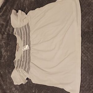 Loft women's shirt white with black and white smocking. NWT